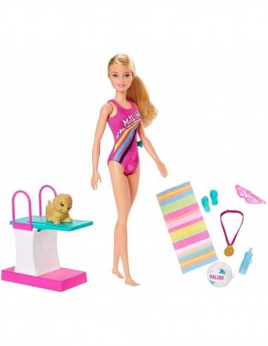 Barbie - Bambola Nuotatrice in Costume con Trampolino e Cucciolo - MATGHK23 | Futurartb2b Ingrosso Giocattoli