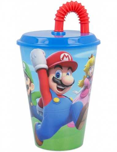 Super Mario bicchiere con cannuccia 430 ml - RTIST21430 | Futurartb2b Ingrosso Giocattoli