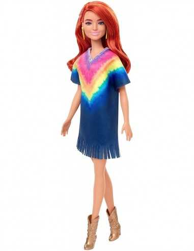 Barbie Fashionistas Abito blu multicolor con frange 141 - TOYFBR37/GHW55 | Futurartb2b Ingrosso Giocattoli