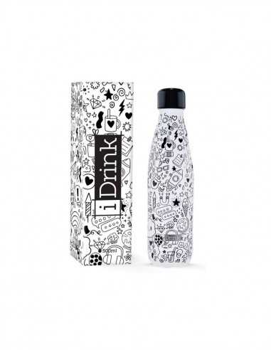 I Drink - Borraccia termica in acciaio immagini scarabocchi 500 ml - TOTID0082 | Futurartb2b Ingrosso Giocattoli