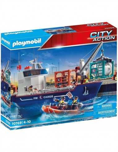 PlayMobil City Action 70769 - Nave da carico con container - PLA70769 | Futurartb2b Ingrosso Giocattoli