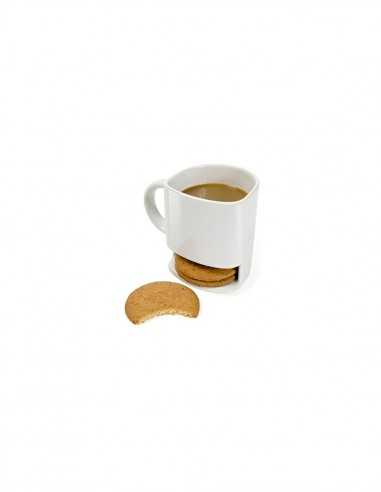 Tazza bianca in ceramica con porta biscotti 250 ml - TOTXL0473 | Futurartb2b Ingrosso Giocattoli