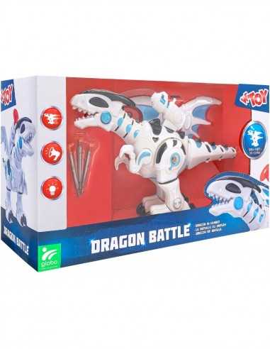 Dragon Battle - Drago bianco cammina e spara - GLO40710 | Futurartb2b Ingrosso Giocattoli