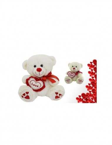 Peluche Orso bianco con cuore - 2 modelli assortiti - ICE46780 | Futurartb2b Ingrosso Giocattoli