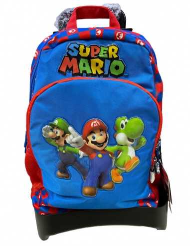 Super Mario Trolley con zaino organizzato 3 ruote blu 22-23 - PAN67527 | Futurartb2b Ingrosso Giocattoli