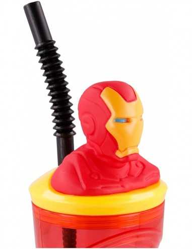 Bicchiere Iron-Man in 3D con cannuccia - RTIST57778 | Futurartb2b Ingrosso Giocattoli