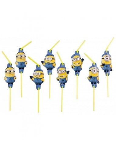 blister 8 minions cannucce con figure - GIO13487 | Futurartb2b Ingrosso Giocattoli