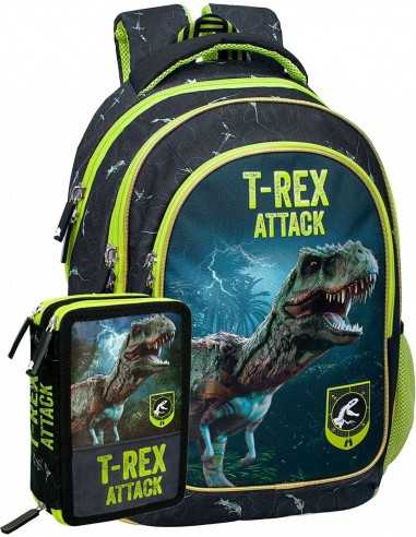 Zaino T-Rex con astuccio 3 zip - 4MJR15153-15154 | Futurartb2b Ingrosso Giocattoli