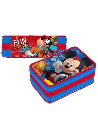 Astuccio 3 zip Mickey Mouse premium - DIM1004E-1405 | Futurartb2b Ingrosso Giocattoli