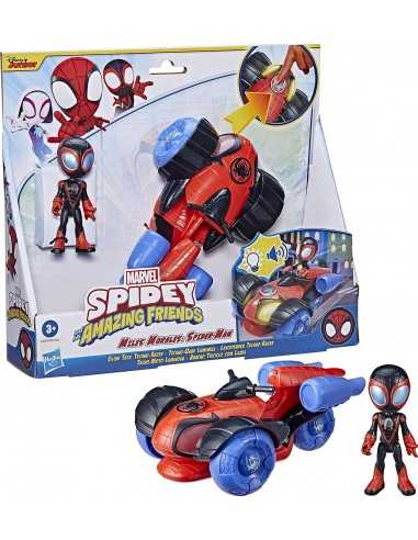 Spidey personaggio Miles Morales con auto Glow Tech Techno Racer - HASF4252/F4531 | Futurartb2b Ingrosso Giocattoli