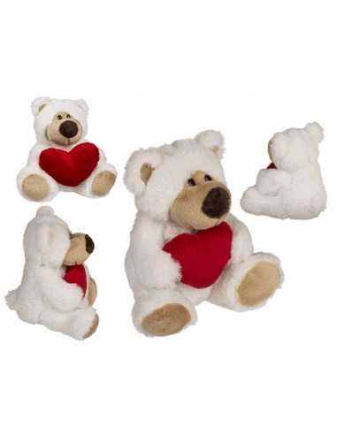 Orsetto peluche con cuore rosso 15 cm - OTB61/6922 | Futurartb2b Ingrosso Giocattoli