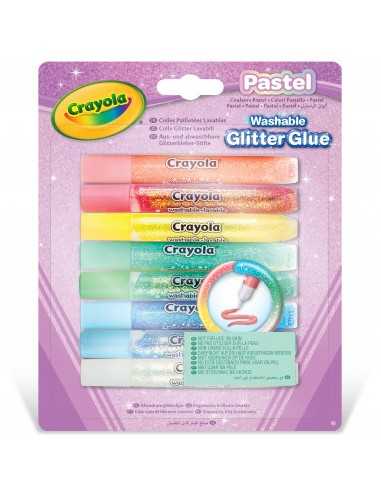 8 colle glitter pastello lavabili Crayola - CRA69-3524 | Futurartb2b Ingrosso Giocattoli