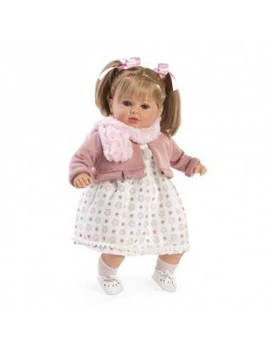 Bambola Reborn Carla con vestito bianco e sciarpa rosa - FIC7220 | Futurartb2b Ingrosso Giocattoli