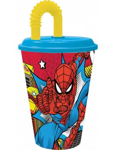 BICCHIERE CON CANNUCCIA SPIDERMAN 430 ml - DIM74730 | Futurartb2b Ingrosso Giocattoli