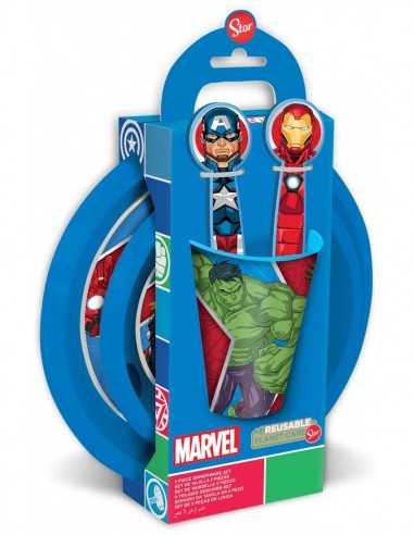 Avengers Set Pappa 5 pezzi piatti bicchiere posate - DIM74100 | Futurartb2b Ingrosso Giocattoli