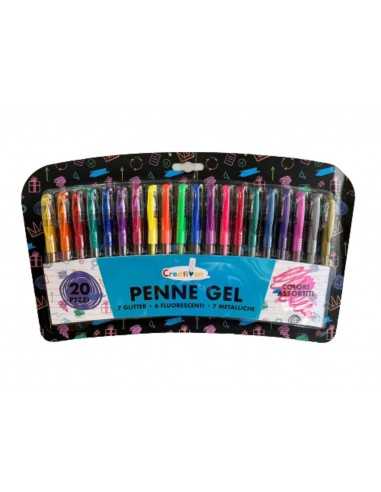 Set con 20 penne gel colorate - IBSCREA008 | Futurartb2b Ingrosso Giocattoli