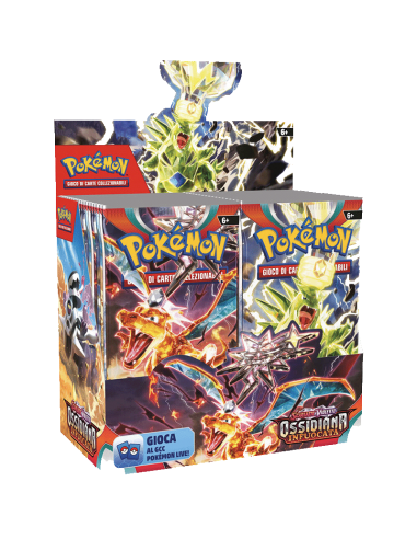 POKEMON SCARLATTO E VIOLETTO - OSSIDIANA INFUOCATA - BOX 36 BUSTE ITA - GAM61340 | Futurartb2b Ingrosso Giocattoli