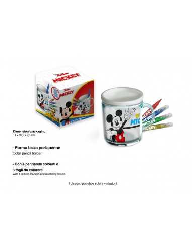 Topolino Tazza da colorare con 4 pennarelli e fogli da colorare - MCMIC0911 | Futurartb2b Ingrosso Giocattoli