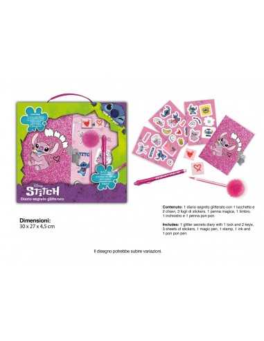 Stitch confezione 1 diari segreto glitterato con penna magica - MCLST0824 | Futurartb2b Ingrosso Giocattoli