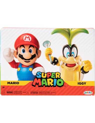 Super Mario confezione 2 personaggi 10 Cm, Mario Vs. Iggy Koopa Figures - JAK41182 | Futurartb2b Ingrosso Giocattoli