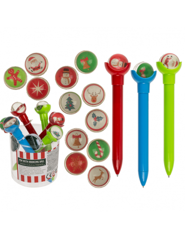 penna plastica con palla rimbalzina Natale17cm - OTB99/6186 | Futurartb2b Ingrosso Giocattoli