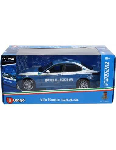 Alfa romeo giulia polizia die-cast scala 1:24 - BUR18-21085 | Futurartb2b Ingrosso Giocattoli