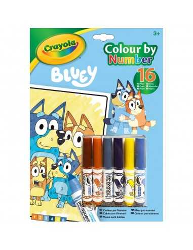 CRAYOLA - Album Colour by Number Bluey, 16 Pagine da Colorare e 6 Pennarelli - CRA04-2776 | Futurartb2b Ingrosso Giocattoli