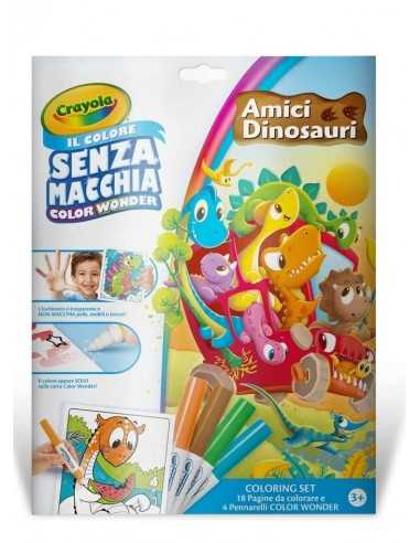 CRAYOLA - Album Amici Dinosauri, 18 pagine da colorare, 4 Pennarelli SENZA MACCHIA Color Wonder - CRA75-7156 | Futurartb2b In...