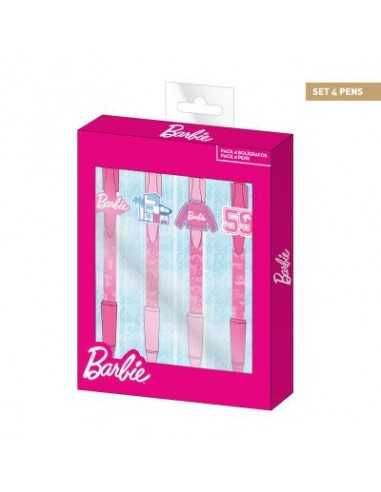 Set di 4 penne a sfera per bambino con personaggi Barbie, a click con sagoma supereroi, inchiostro nero - CER2700001195 | Fut...