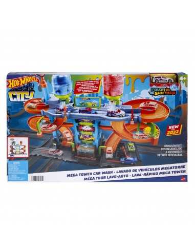 Hot Wheels - Hot Wheels City Mega Torre Autolavaggio, 1 macchinina cambia colore - TOYHDP05 | Futurartb2b Ingrosso Giocattoli