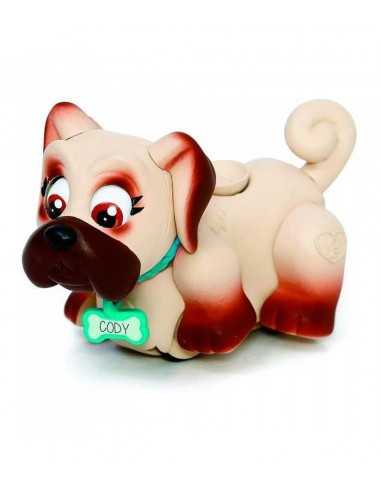 Pet Parade cagnolino Beige e marrone scuro con collare celeste - GIOGPZ18547/2 | Futurartb2b Ingrosso Giocattoli