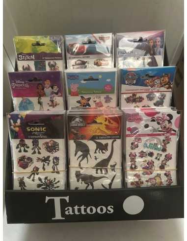 Tatuaggi temporanei bambini 9 modelli assortiti Licenziati - IBSTICKER03 | Futurartb2b Ingrosso Giocattoli