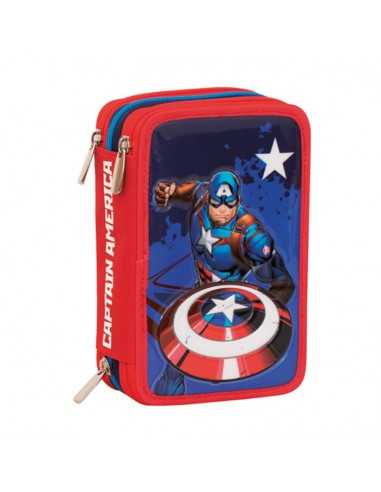 Astucci 3 ZIP CAPTAIN AMERICA LEGENDARY AVENGER - ROU305702400-550 | Futurartb2b Ingrosso Giocattoli