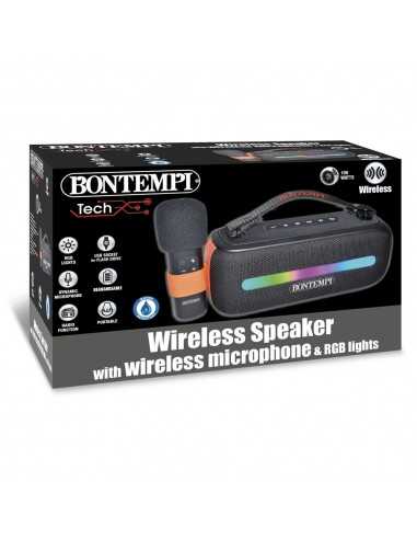 Karaoke Wireless Speaker with wireless microphone & RGB lights - BON491050 | Futurartb2b Ingrosso Giocattoli