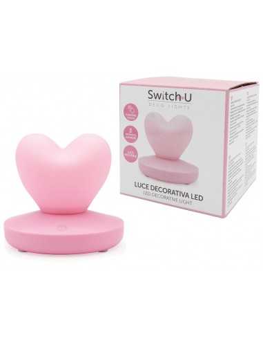 Luce notturna a led a forma di cuore rosa 10x10x10 cm - IBSLUXDEC001 | Futurartb2b Ingrosso Giocattoli