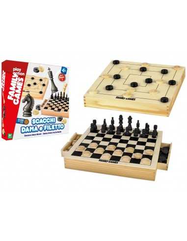 Family games gioco scacchi dama filetto in legno - GL041160 | Futurartb2b Ingrosso Giocattoli