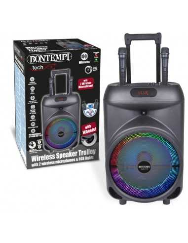 Bontempi Karaoke wireless trolley speaker 250 watt 2 microfoni - BON491080 | Futurartb2b Ingrosso Giocattoli