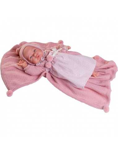 Bambola Reborn Con coperta Rosa e capello 42 cm - KREAJ33342 | Futurartb2b Ingrosso Giocattoli