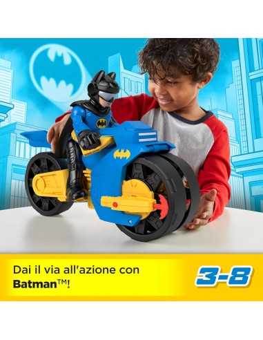 Imaginext DC Super Friends - Batmoto XL e Batman, Set con moto extra-large a spinta con lancia proiettili e Bataman - TOYHNM3...