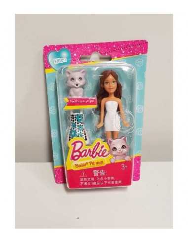 Barbie mini doll castana con abito bianco pois pi cucciolo - G&BDVT52/DVT59 | Futurartb2b Ingrosso Giocattoli