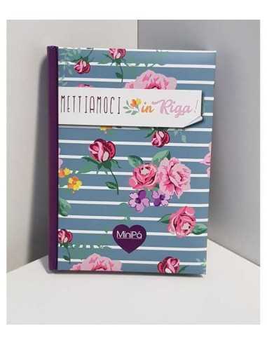 Diario medium 12 mesi minipa' righe bianche e blu con rose - PAN58175/2 | Futurartb2b Ingrosso Giocattoli