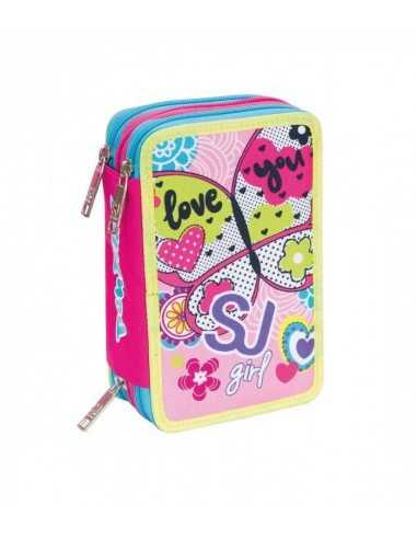 SJ Girl - Astuccio 3 zip Pen Pad - rosa - SEV3C2011906/2 | Futurartb2b Ingrosso Giocattoli