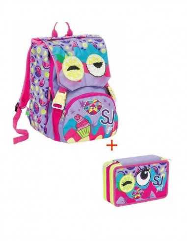 SJ Gang Girl face Schoolpack zaino pi astuccio lilla - SEV6C2001914/2 | Futurartb2b Ingrosso Giocattoli