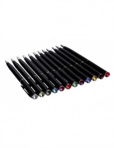 Penna a sfera nera in metallo con Swarovski - OTB29/3036 | Futurartb2b Ingrosso Giocattoli