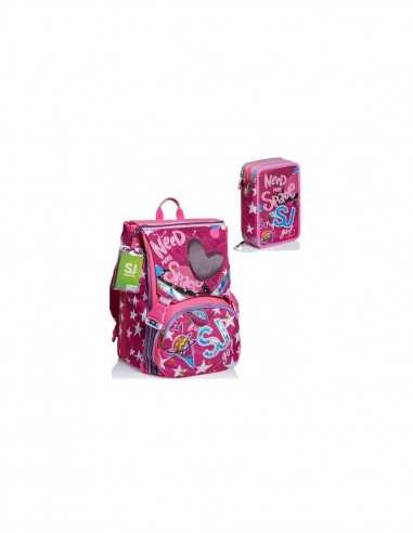 SJ Gang Led Tech Girl Schoolpack zaino pi astuccio - SEV6C2002016-382 | Futurartb2b Ingrosso Giocattoli